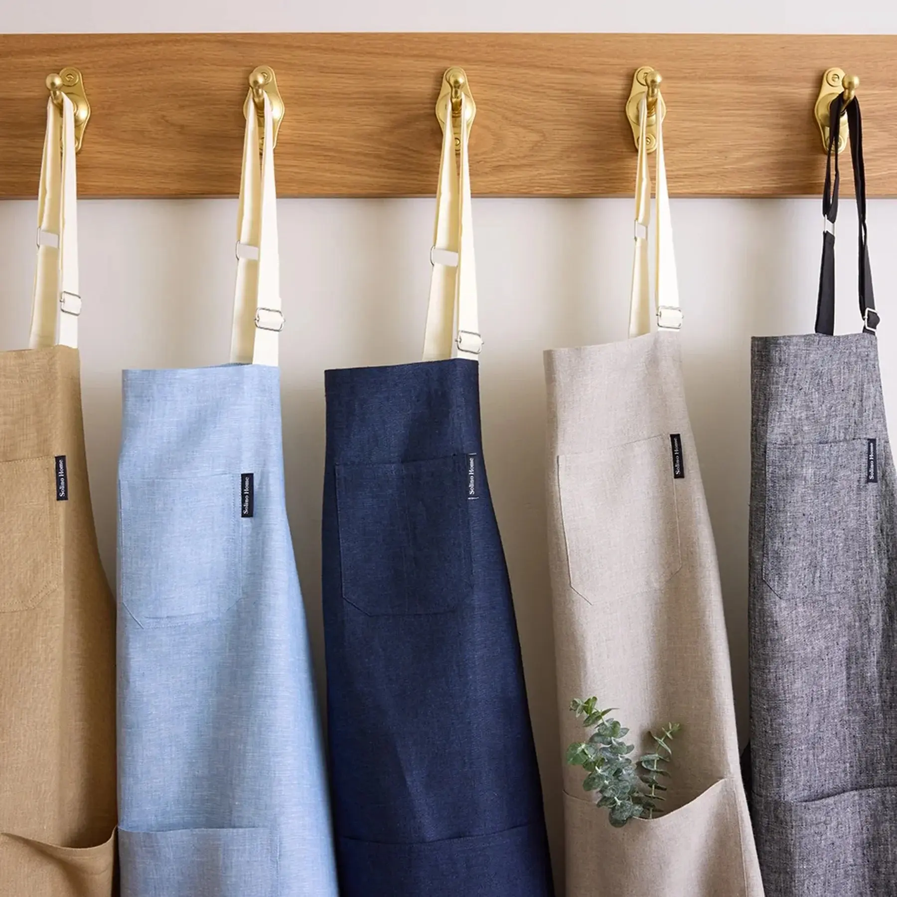 Solino Home Linen Apron - Kitchen Apron with Drawstring Waist, Ideal for Personal and Room Use