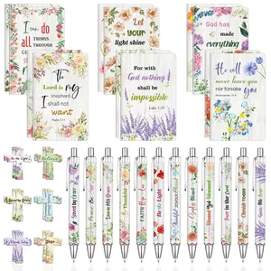 36-Piece Christian Gift Set for Women with Mini Notepads Scripture Pens & Cross Bookmarks Floral Design Travel-Friendly High-Quality Materials