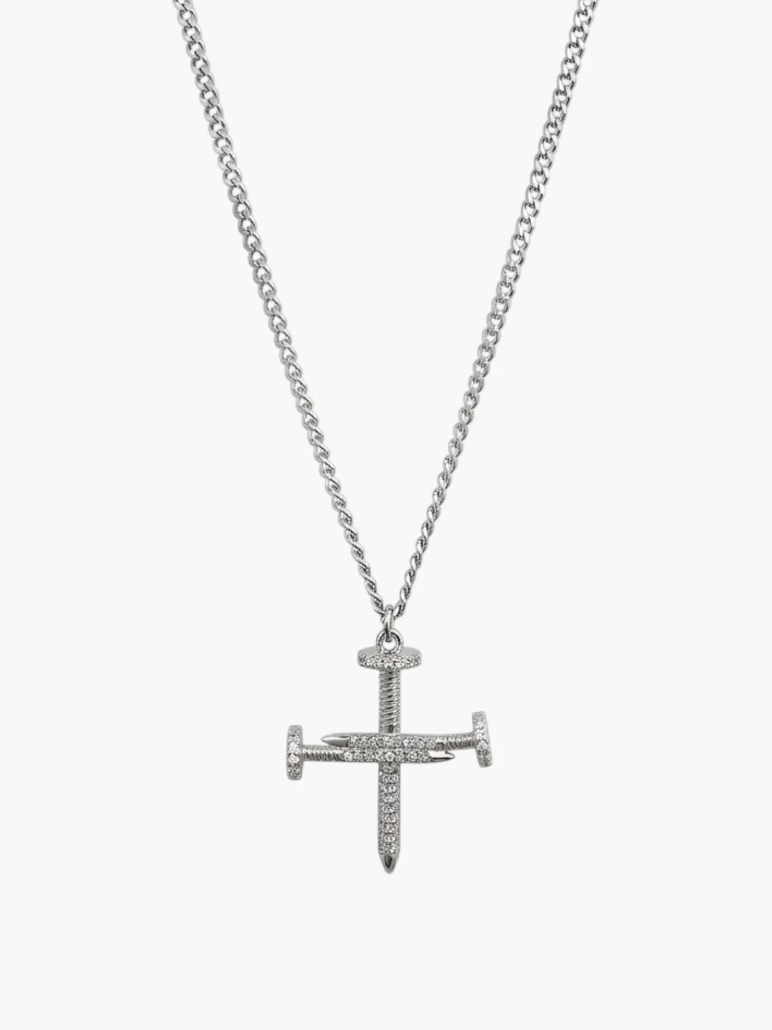 Cross Nail Zirconia Necklace