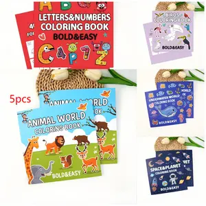 5pcs kids' coloring Books Rich Themes Enhance Children's Creativity and Aesthetic Ability Fun school opening season