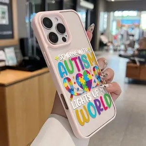 Autism Awareness Puzzle Heart Design Phone Case Featuring Built-In Strong Magnet Ring Blending Smooth Macaron Texture With Secure Magsafe Compatibility For iPhone 17 16 15 14 13 12