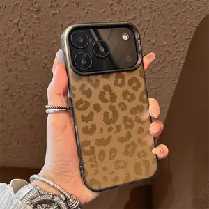 Wild Brown-Toned Leopard Spots TPU Phone Case for iPhone 17 Air 16 Pro Max 15 14 Plus 13 12 11 XR XS - Shockproof, Anti-Drop, Durable, Aesthetic Animal Design, Full Coverage Protection, Slim & Stylish Camera Shield Handle Protective Vintage Black Cute Cat
