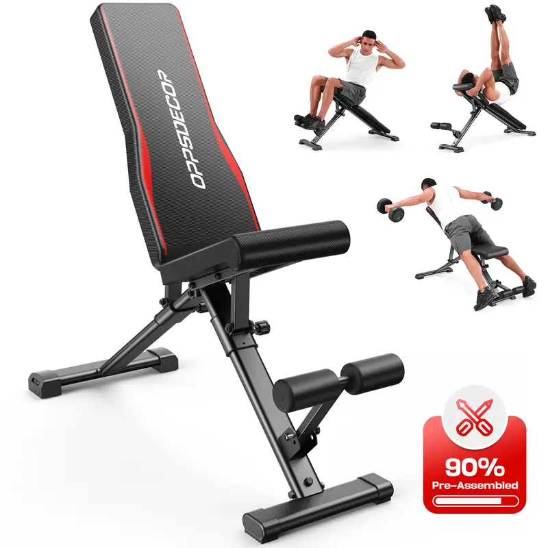 【TikTokShopBlackFriday】OPPSDECOR 900LBS Adjustable Weight Bench for Full Body Workout,Incline Decline Flat Utility Workout Bench with Quick Folding& Fast Adjustment,Perfect Gift for Day, Father's Day, Christmas