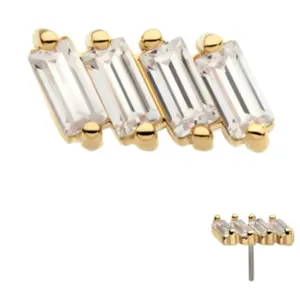 Invictus 4 Baguette CZ 14K Gold Threadless End
