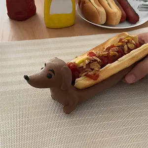 1 piece 3D printed sausage dog hot dog tray - fun cartoon design multi-functional plastic food service tray, suitable for home decoration, creative, and practical kitchen utensils, Dinnerware