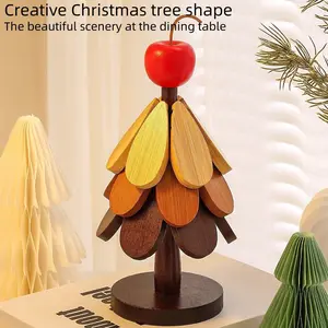Christmas Must-Have! Treevet Wooden Tree Coasters (6-Piece), Hot Pot/pan Mats, Star Shape Cork Trivets, Perfect for Festive Decor