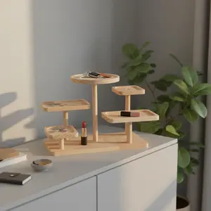 Multi-Tier Wooden Display Rack - Adjustable Ladder Shelf for Craft Fairs, Vendor Events, Plant Stand & Desktop Organizer, Farmhouse Style