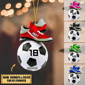 Personalized Soccer Shoes Ornament, Soccer Girl Boy Ornament, Custom Name Number Soccer Ornament, Soccer Keepsake, Soccer Christmas Gift