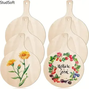 6-Piece Mini Wooden Paddle Cutting Board Set with Handles — Home Kitchen Cooking, Decor, and Crafts