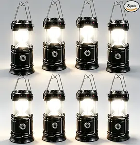 2026 New 8-Pack Collapsible Portable LED Camping Lantern, Lightweight Waterproof Solar USB Rechargeable Flashlight, Bright Camping Lights for Indoor/Outdoor Emergency, Hiking, Tent, Power Outage, Camping Gear