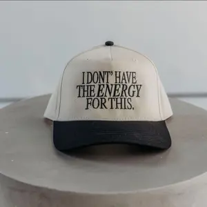 Embroidered Don't Have The Energy Hat Funny Base Ball Two Tone Cap Custom Thread Color Gif For Her/Him