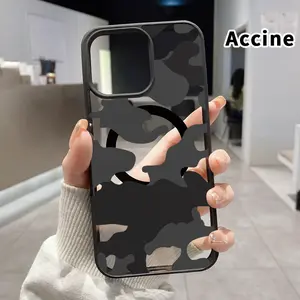 Magnetic Case for iPhone 15 Pro Max 16 16e 14 Plus 13 12 Mini 11 Promax X XS Max XR XSMax Camouflage Whisper Transparent Acrylic Scratch-resistant skin-friendly feel Smartphone Cover for Boy