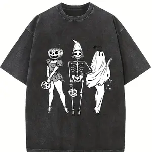 Halloween Spooky Girl Squad Tshirt, Skeleton Ghost Pumpkin Tee, Witchy Fall Shirt, Retro Trendy Halloween Graphic Tee