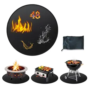 Garvee 48" Double-Sided Fire Pit Mat – Waterproof, Fireproof Grill and Deck Protector for Patio and Indoor/Outdoor BBQ Fireplace, Oil-Resistant and Reusable Pad