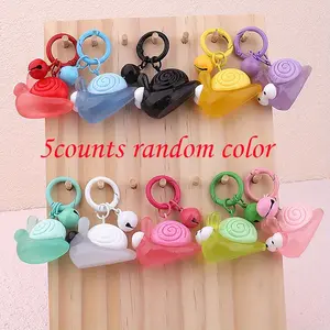 5 Cute Cartoon 3D Glow-In-The-Dark Snail Keychains, Metal Key Rings for Couples, Friends, Bags, Cars, Perfect Valentine's Gift