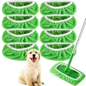 4/8PCS Reusable Dry Sweeping Cloths Microfiber Wet Mop Pads Compatible with Swiffer Sweeper Mop Replacement Sweeping Mopping pad Refills for Hardwood Surface Floor Cleaning