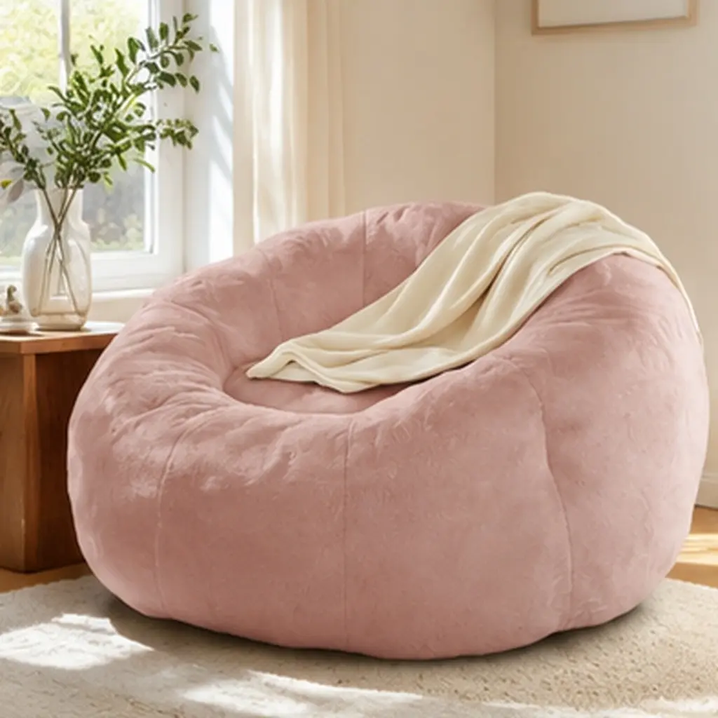 Round Floral Bean Bag Chair with Body-Contouring Support for Versatile Home Relaxation, Living Room, Bedroom, Dorm, Indoor/Outdoor Use, Comfortable Soft Filling, Stylish Decor, Single Size, Dining Room Chairs for Kitchen, Dining Room