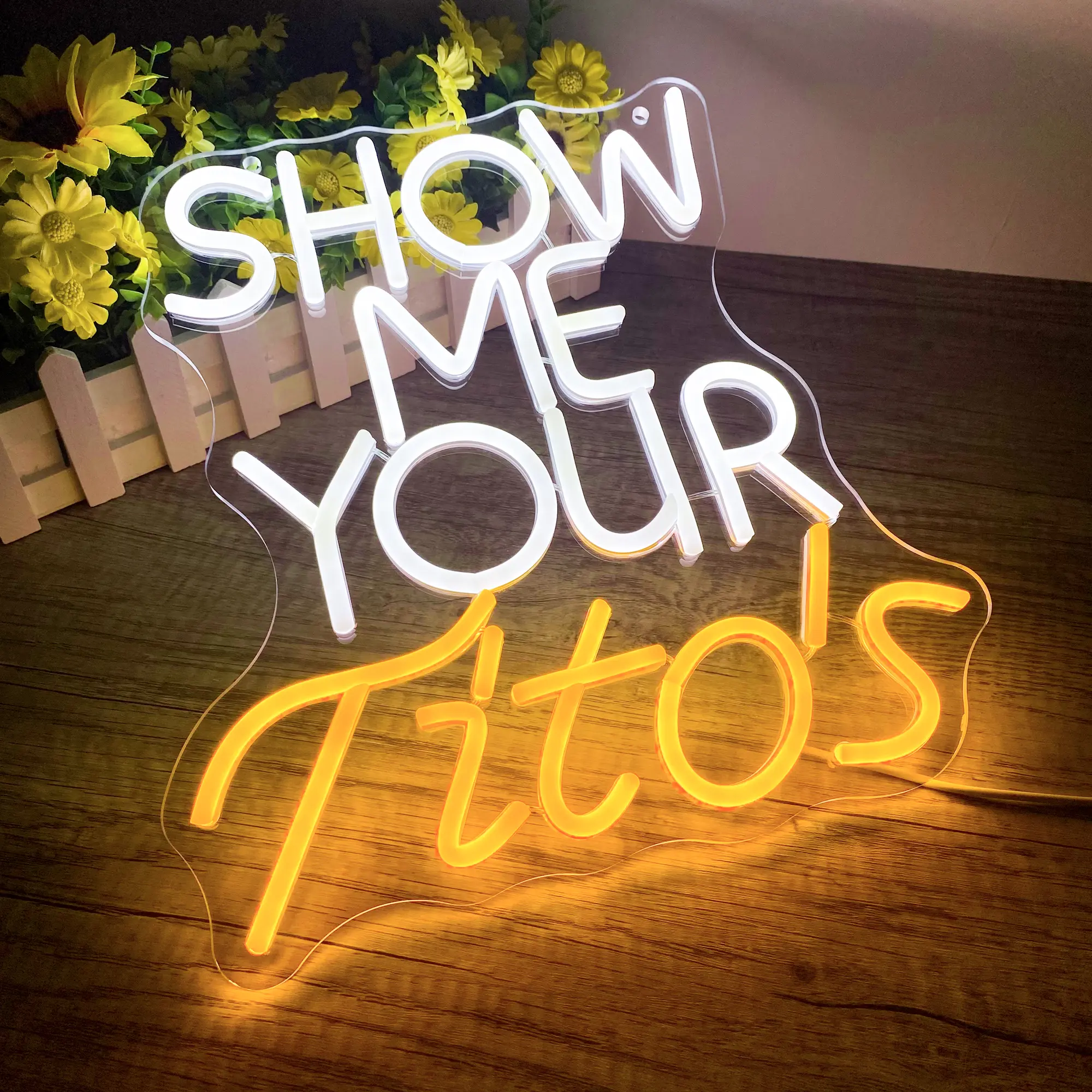 Show Me Your Tito's Neon Sign, LED Neon Light Sign for Wall Decor, Dimmable Bar Neon Lights with Acrylic Backboard, Home Bar Man Cave Party Pub Wall Art Decor, Unique Vodka Themed Gift for Men