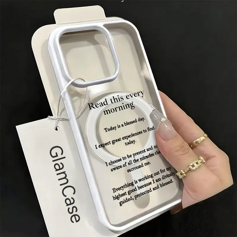 Acrylic Magnetic Protection Smartphone Case with Daily Affirmation Quotes - Inspirational Morning Mantra Style for iPhone 17,16,15,14,13,12,11 Plus Pro Max (A7) | Cellphone Handheld Devices Accessories