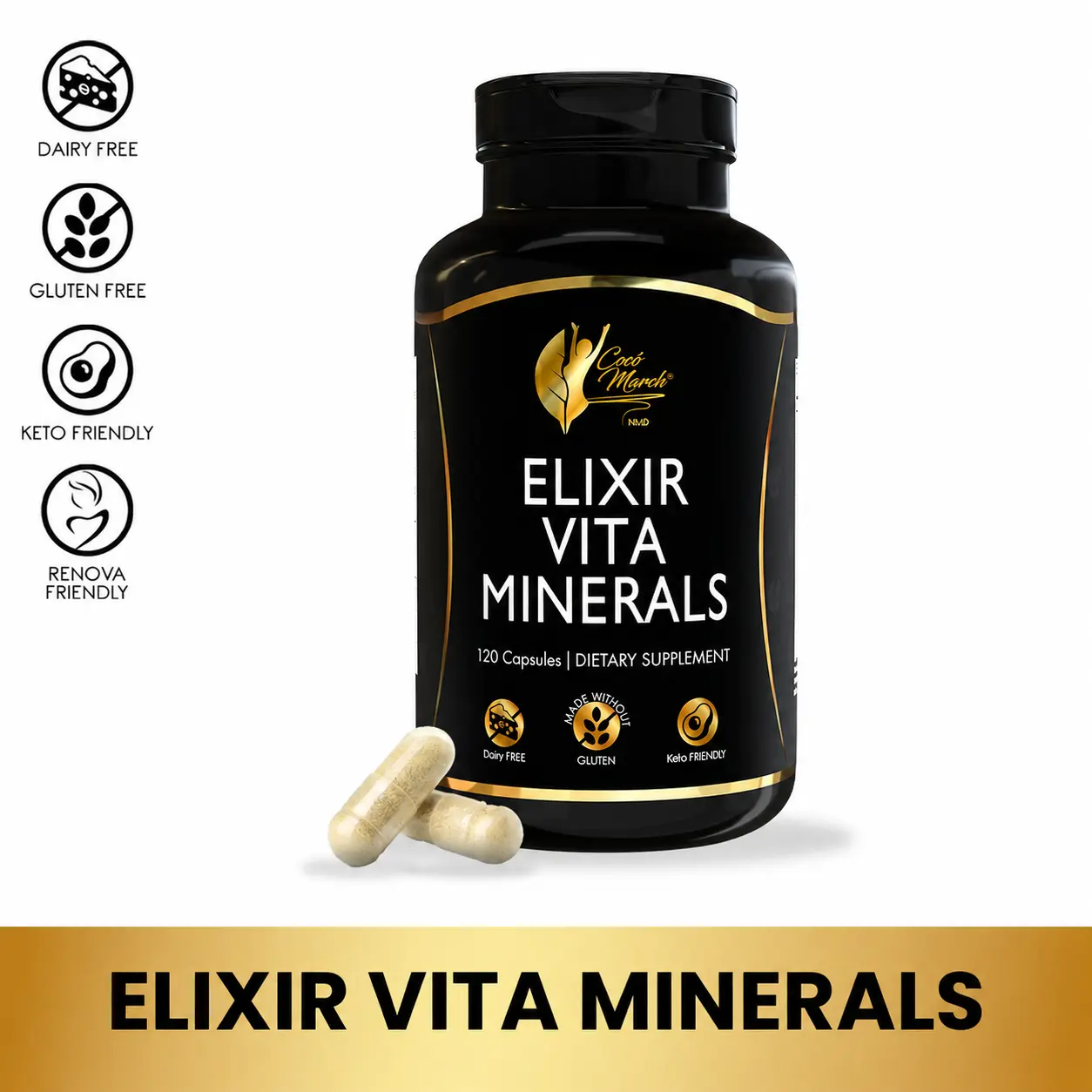 Cocó March Elixir Vita Minerals Supplement, Essentials Vitamins and Minerals Dietary Supplement, 120 Capsules per pack Healthcare Fitness