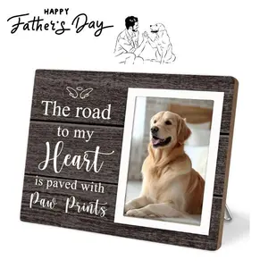 Pet Memorial Picture Frame – Wooden Dog & Cat Photo Frame Gift for Pet Lovers, Dog Mom & Dog Dad Memorial Keepsake, 4x6 Paw Print Frame Decor