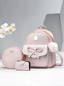 Candy Color Three-Piece Set Small Shoulder Bag for Women, Casual Youthful Style, Fresh Street Backpack, All Seasons, Stylish Daypack