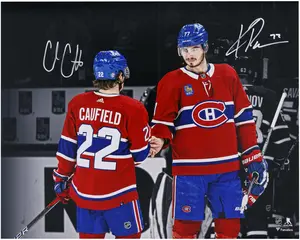Kirby Dach and Cole Caufield Montreal Canadiens Autographed 16" x 20" Handshake Spotlight Photograph - Fanatics Authentic Certified