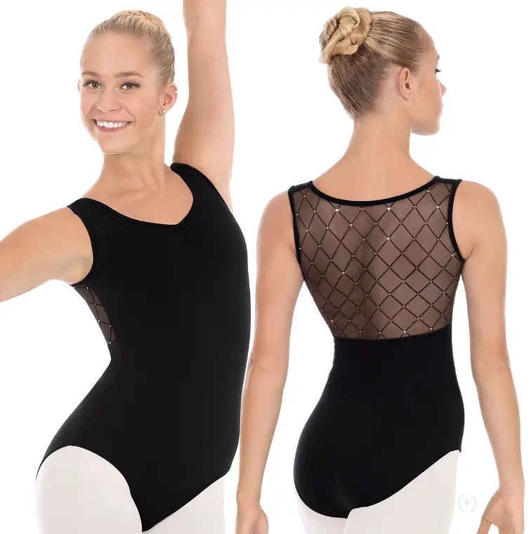 New Leotard Eurotard 45870 Black Mesh Sparkle Adult Black