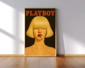 (No Frame) Playboy magazine wall art Vintage cigarette poster print Retro model wall print Trendy wall art Wall decor for girls