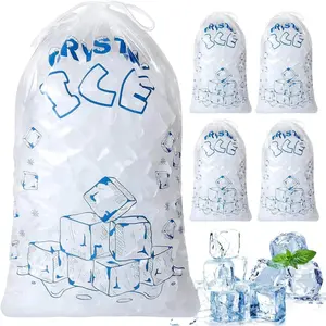 Ice Bags 8 lb with Drawstring, 50 Count Ice Bag for Ice Machine, Heavy-Duty  Ice Cube Bags, Portable Storage and Freezer Keeper