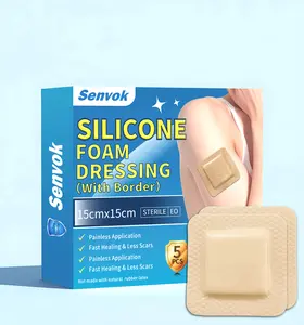 5-Layer Silicone Foam Dressing 15x15CM |UltraAbsorbent Waterproof Bandage for DiabeticWounds lBreathable & Skin-Friendly AdhesiveBorder