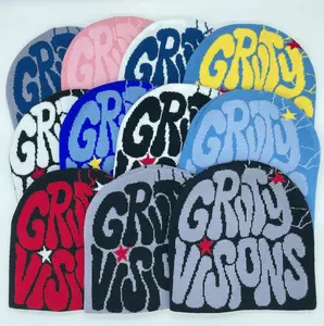 Graphic Beanie Letter Pattern, Y2K Knitting Top Tier Letter Pattern, Graphic Winter Outdoor Hat, Sports Fitted Hat for Men and Women