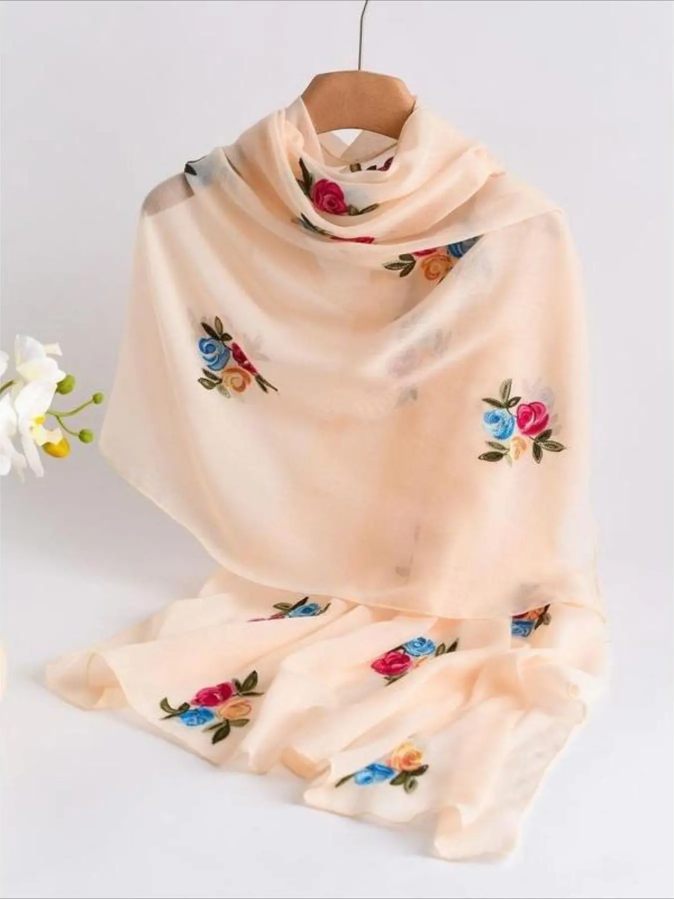 Floral Print Long Scarf, Fashionable Soft Comfortable Shawl for Women, Casual Versatile Modesty Head Scarf for All Seasons, Summer, Pashmina Turban Hijab