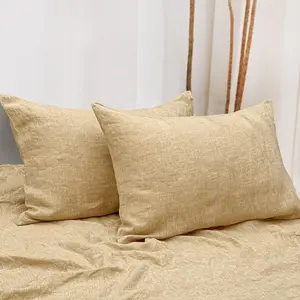 NTBAY French Linen Pillow Cases, Yarn Dyed 2 Pack 100% Linen Pillowcases, Breathable and Cooling Washed Pillow Cases with Envelope Closure