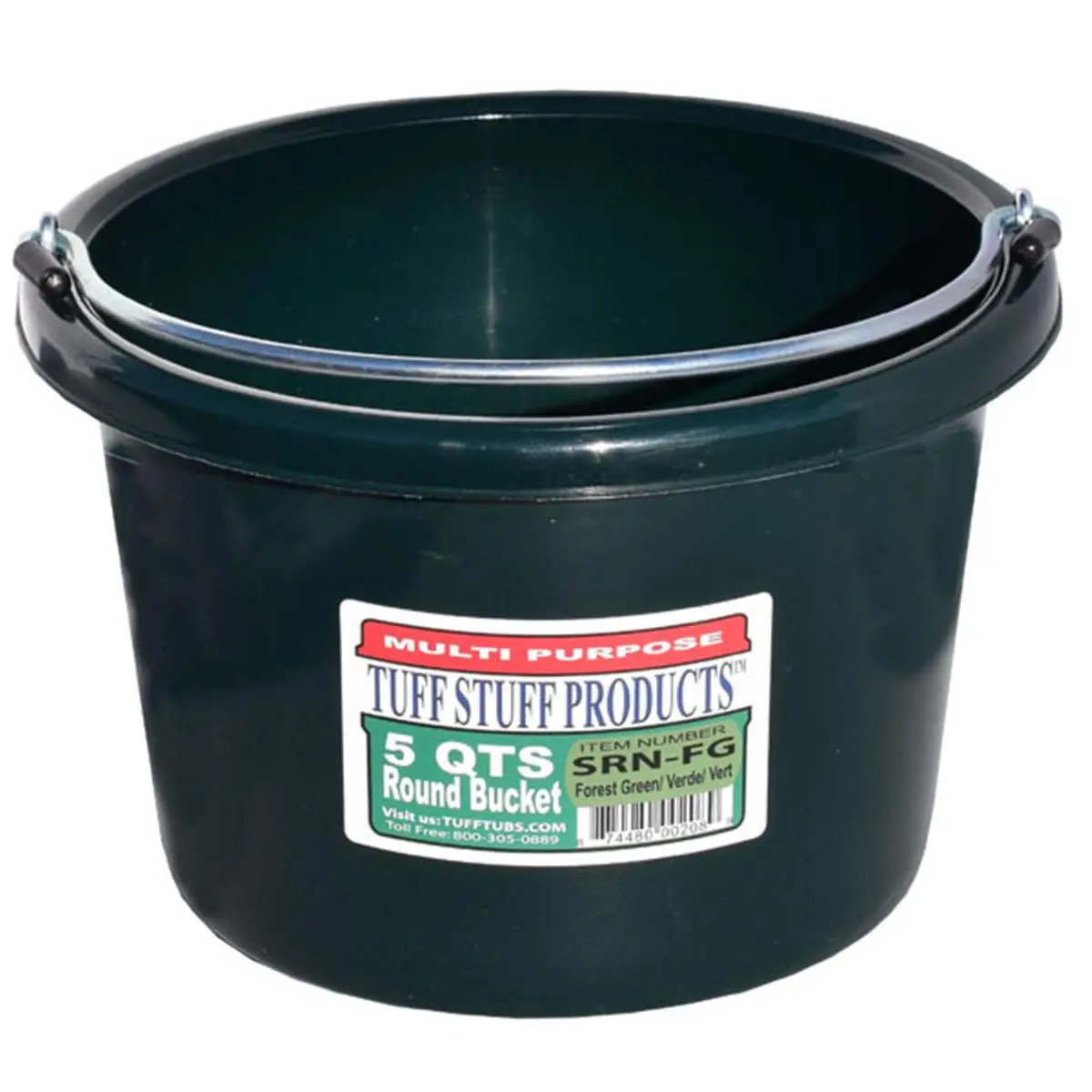 212 MAIN Tuff Stuff SRNFG Heavy Duty Plastic Polyethylene Round Bucket, 5 qt, 6.5x10x10 in, Forest Green, Portable Storage for Cleaning & Household Outdoor Use, Heavy Duty Bucket