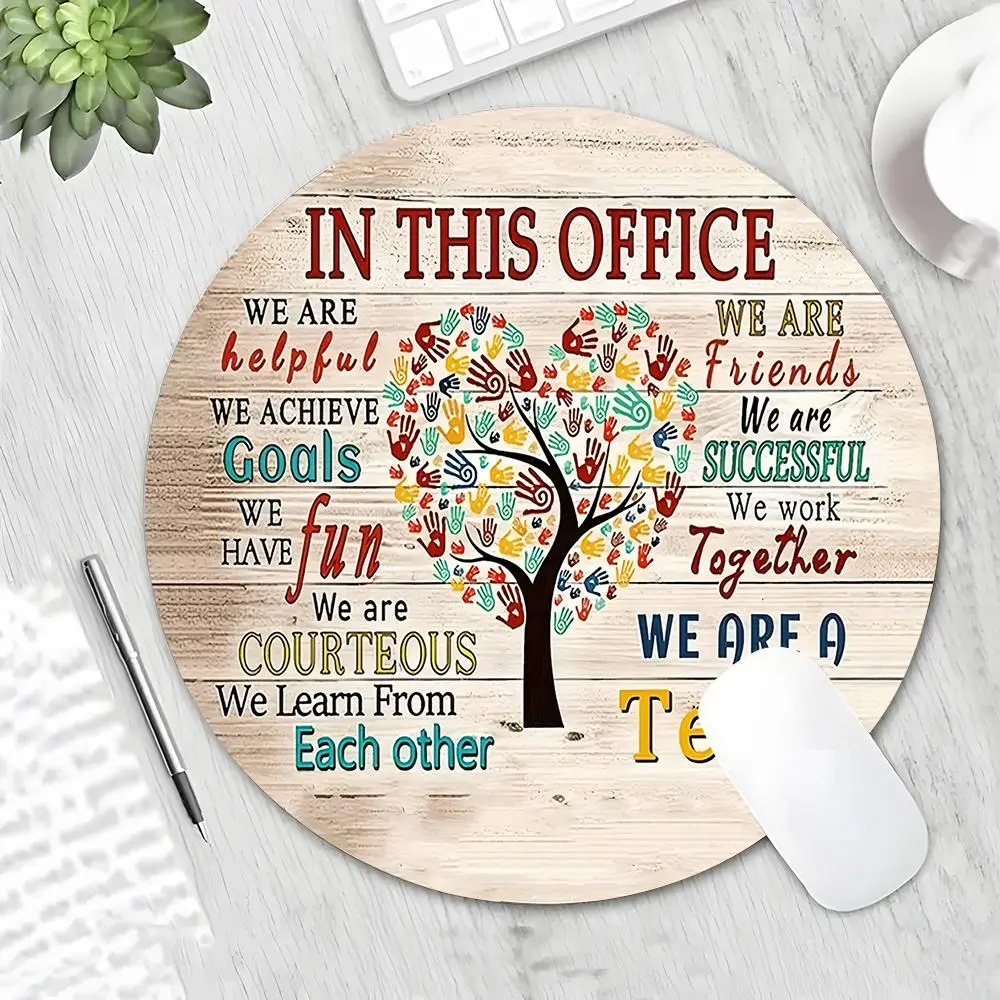 Motivational Life Tree Design Round Gaming Mouse Pad, Non Slip Mousepad, Office Inspirational Quote, Desktop Accessory, Desk Accessories, Non-Slip Rubber Base with Stitched Edge, Small Size, Ideal Gift