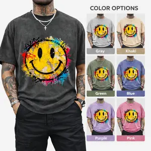 Graffiti Smiley Face Washed T-Shirt – Streetwear Unisex Tee