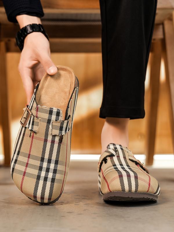 Unisex Soft Wood Insole Slippers, Round Toe Design, Adjustable Buckle, Comfortable for Men and Women, Classic All-Season Outdoor Beach Shoes, Casual Shoes Clogs