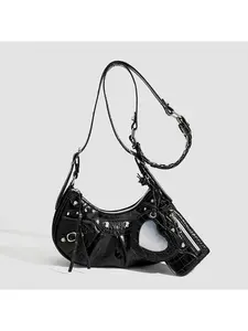 New Unique Design Rivet Punk Style Underarm Bag, Versatile Three-In-One Handbag, Single Shoulder Crossbody Moon Shape Bag, Fashionable Shoulder Bag, Stylish Crossbody, Casual Crossbody