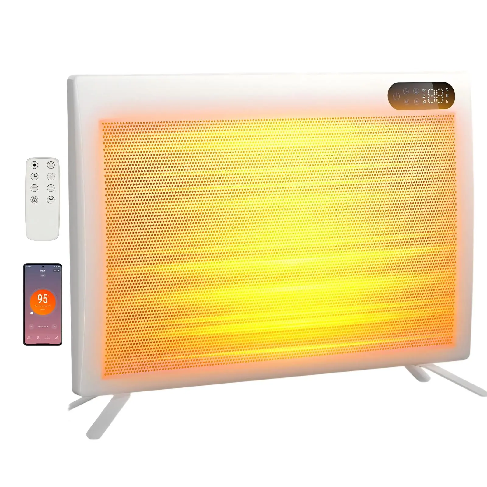Ultra-quiet Convection Panel Infrared Space Heater for Large Room, 1500W Heater with Thermostat, Portable Stand Wall Mounted, Fast Heater for Bedroom Office Garage Indoor Use, Smart WiFi App Control Energy Saving