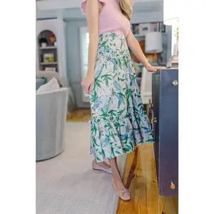 Birdie Drop Waist Ruffle Skirt in Sparrow Caribbean