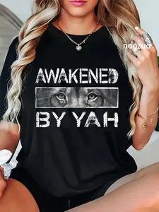 100% Cotton Unisex Hebrew Awakened By Yah Judah Lion Jew Jewish Christian T-Shirt Christ Christian Tops