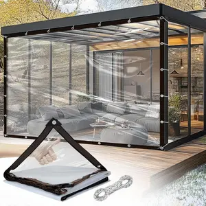 7ft*11ft Clear Waterproof Tarpaulin, Durable Clear Tarp with Grommets, Insect-Resistant, Windproof, Snowproof, Rainproof & Tear-Resistant Outdoor Garden Cover for Patio, Chicken Coop, Porch Canopy, Greenhouse Plants & Camping, Garden Tool Accessories
