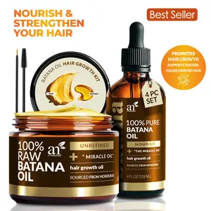 artnaturals Batana Oil for Hair Renewal– 4Pc Set: Raw Batana oil 4oz + 4.2oz Paste, Lash Wand & Brow Brush– Organic Dr. Sebi Inspired Products from Honduras –100% Unrefined Miracle for Scalp, Edges & Eyebrows Haircare