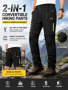 Men's Detachable Quick-Dry Outdoor Cargo Pants, Summer Lightweight, Multi-Pocket, Adjustable Waist, Ideal for Hiking and Camping