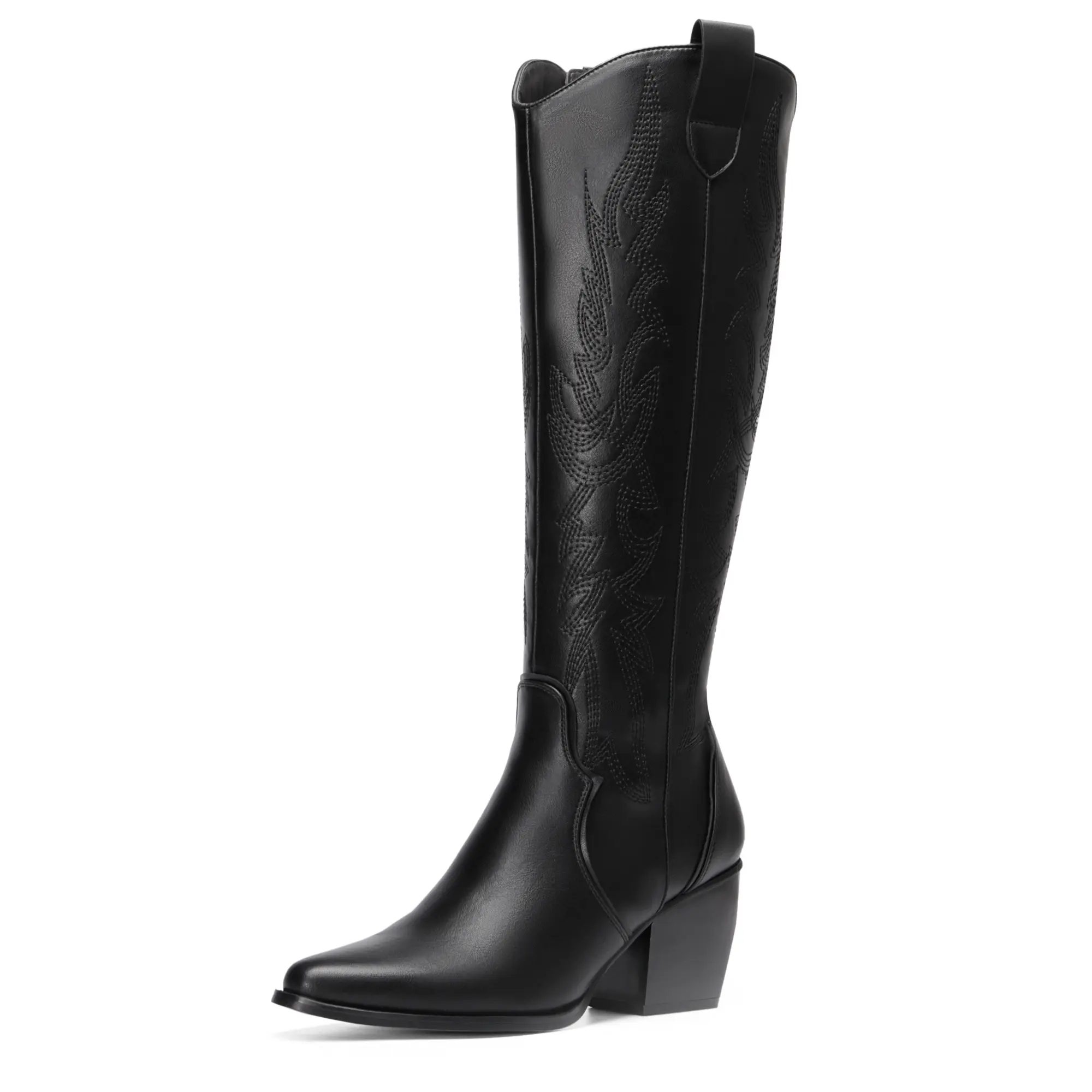 DREAM PAIRS Womens Cowboy Boots Wide Calf Comfortable Pull On Zipper Chunky Heel Pointed Toe Embroidered Western Cowgirl Knee High Boots Ladies Retro Tall Boot DREAM PAIRS Womens Cowboy Boots Wide Calf Comfortable Pull On Zipper Chunky Heel Pointed Toe Embroidered Western Cowgirl Knee High Boots Ladies Retro Tall Boot