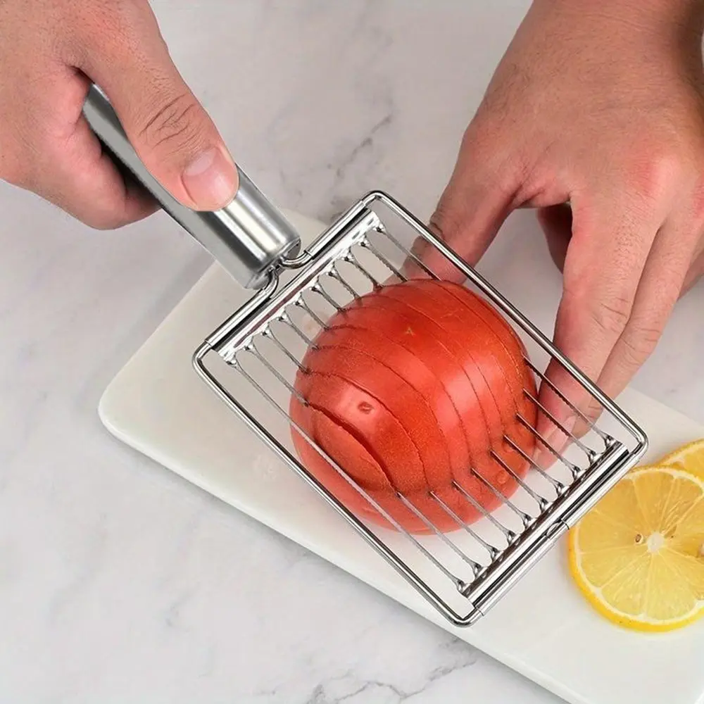 Manual Vegetable Cutter, Handheld Slicer, Veggie Slicer, Tomato Slicer, Egg Slicer, Stainless Steel Kitchen Tool, Perfect for Salad, Sandwiches, Breakfast Prep, Durable Structure