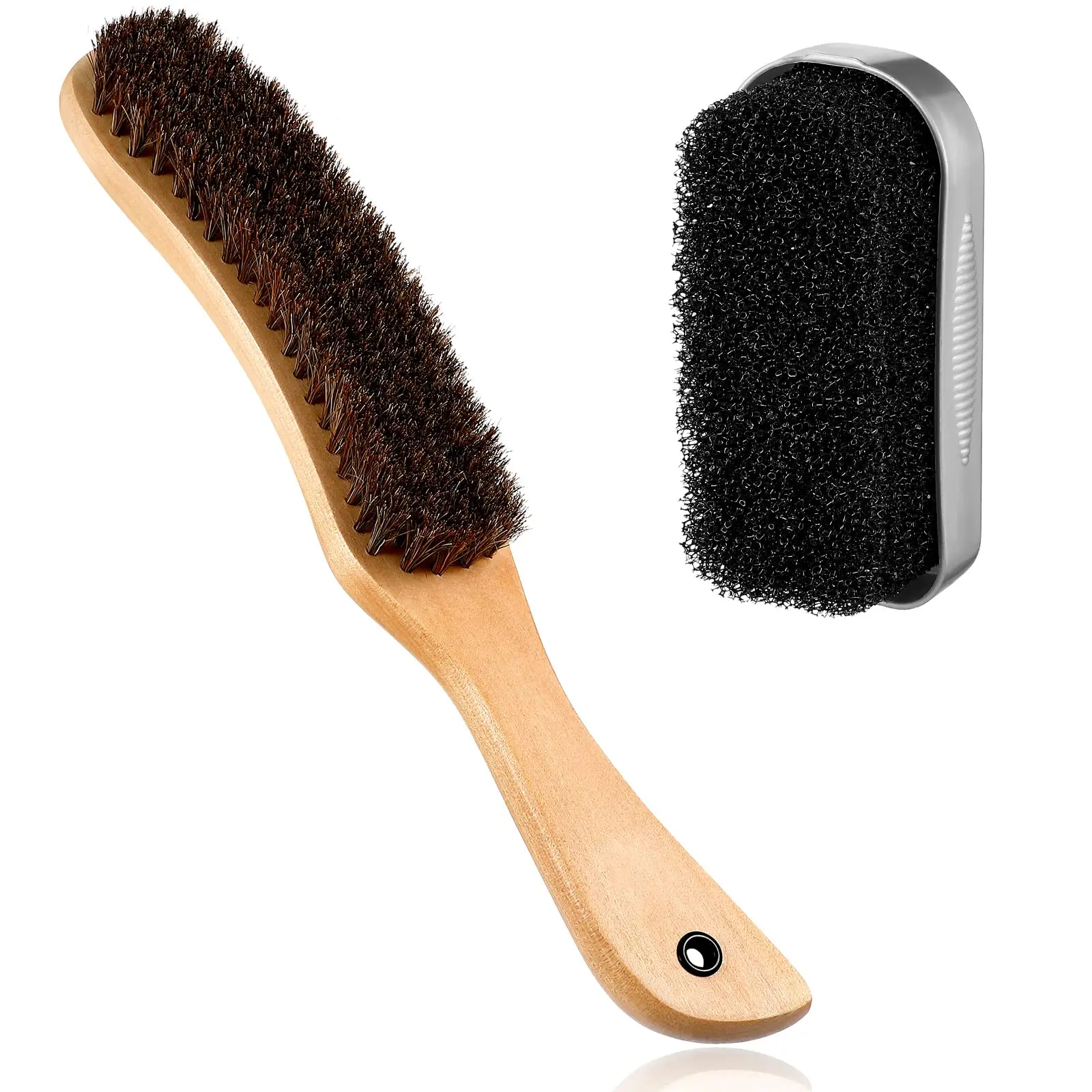 2 Horsehair Felt Hat Brushes Horse Cleaning Kit With Sponge Cowboy Brush Removes Dust Fuzz And Lint For Shoes  Clothes Furniture Suits Limpiador De Gorras(wooden Color)