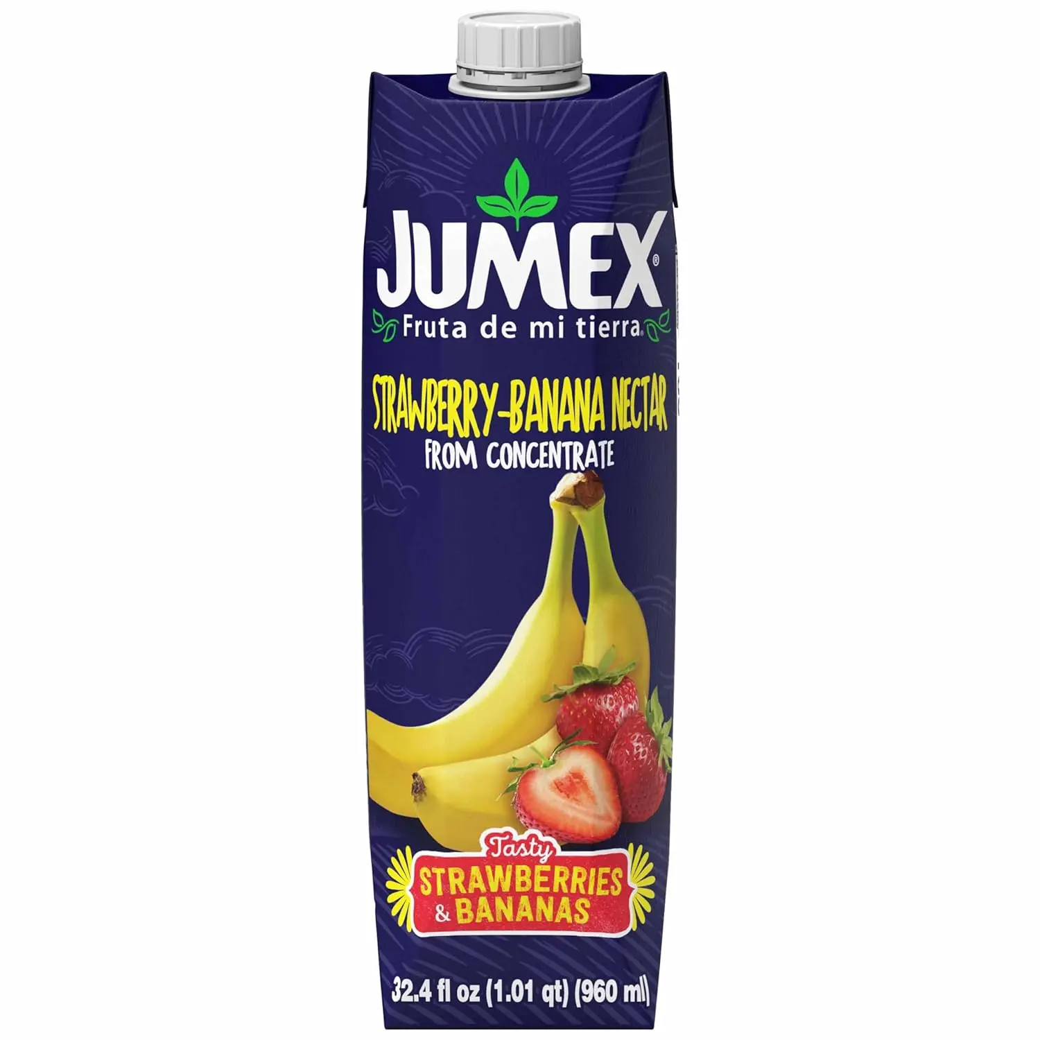 Strawberry Banana Nectar Juice - Made with Fresh Fruit Puree - Tropical Fruit Juice Concentrate for Smoothie Mix, Cocktail Mixers, Kids Drinks & Mexican Beverages - 32.4oz, 1 Pack Carton