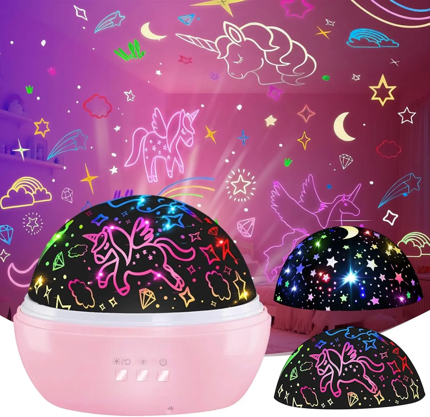MINGKIDS Unicorn Toys Night Light for Toddler Girls,Unicorn Gifts Age 6-8,Unicorns and Starry Night Light Projector for Kids, Birthday Gift for 3-10 Year Olds Girls